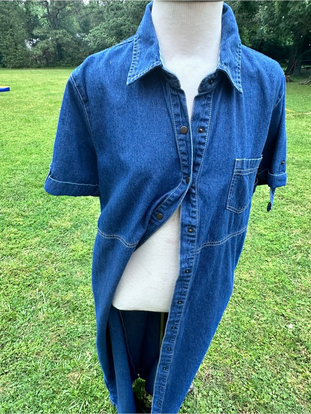 Vintage Bobbie Brooks Long Denim Shirt Dress | Button Front Western Dress - Picture 2 of 5
